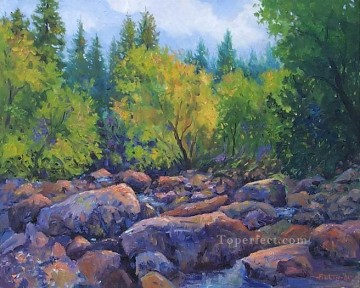Brook River Stream Painting - yxf018bE impressionism floral river